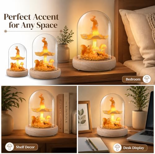 QUELIEN Mushroom Lamp in Glass Dome,Mushroom Gifts for Women - Warm LED Night Light for Bedroom Decor,Birthday Party Decorations,Ideal Birthday Gift Valentines Gift - Image 7