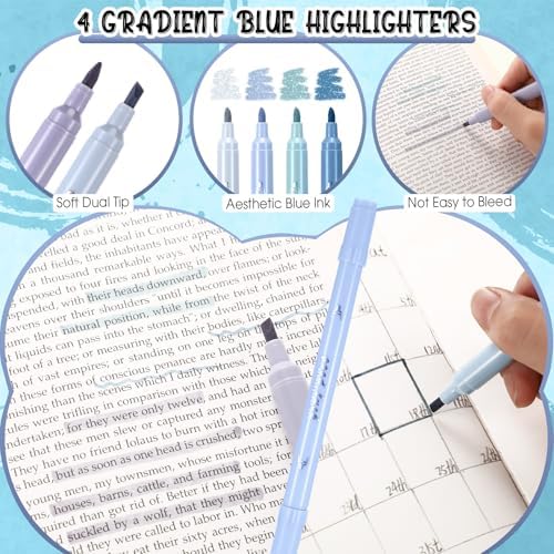 38pcs Aesthetic Office Supplies Kit, Light Blue Color, Classic - Image 5