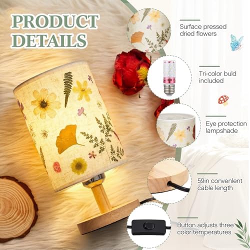 Hortsun Pressed Flower Vintage Table Lamp,Modern Style - Image 4