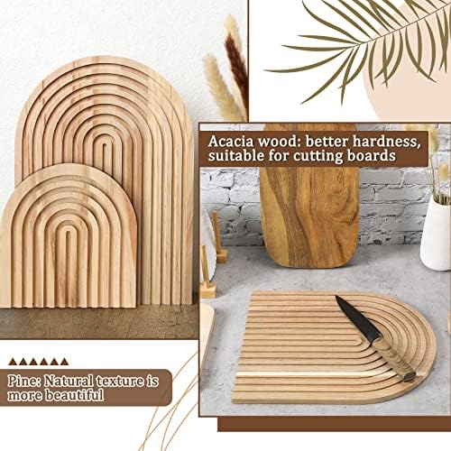 Chunful 2pcs Arch Cutting Board Boho Shelf Decor, Wood Color, Acacia - Image 4