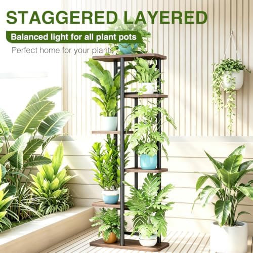 LINZINAR Plant Stand Indoor 6 Tier Metal Corner Tall Flower Shelf - Image 4