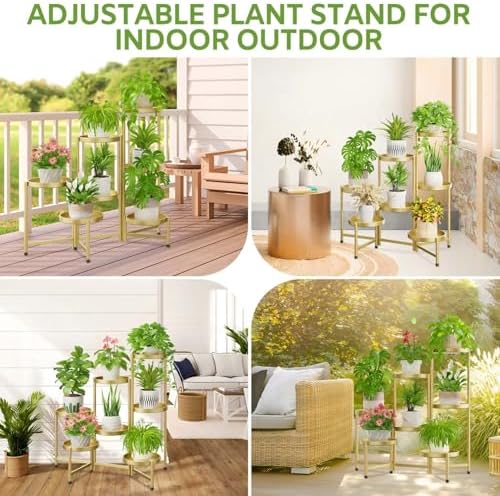 iDavosic.ly 7 Tier Large Plant Stand Indoor Outdoor, 10 In Wide Tray, Gold - Image 2
