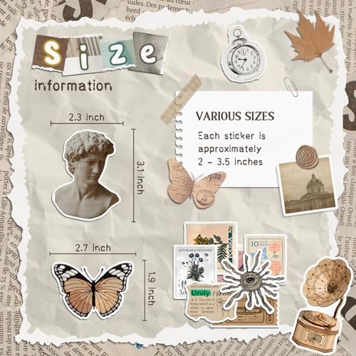 300 Pcs Vintage Stickers, Junk Journal Supplies, Cute Stickers for Journaling Supplies, Junk Journal Supplies, DIY Paper Crafts, Water Bottle Laptop Computer - Image 7