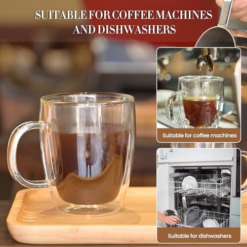 YUNCANG Double Wall Insulated Coffee Mugs, 16 Ounces - Clear Glass, Cappuccino & Latte Cups, Heat Resistant - Image 6