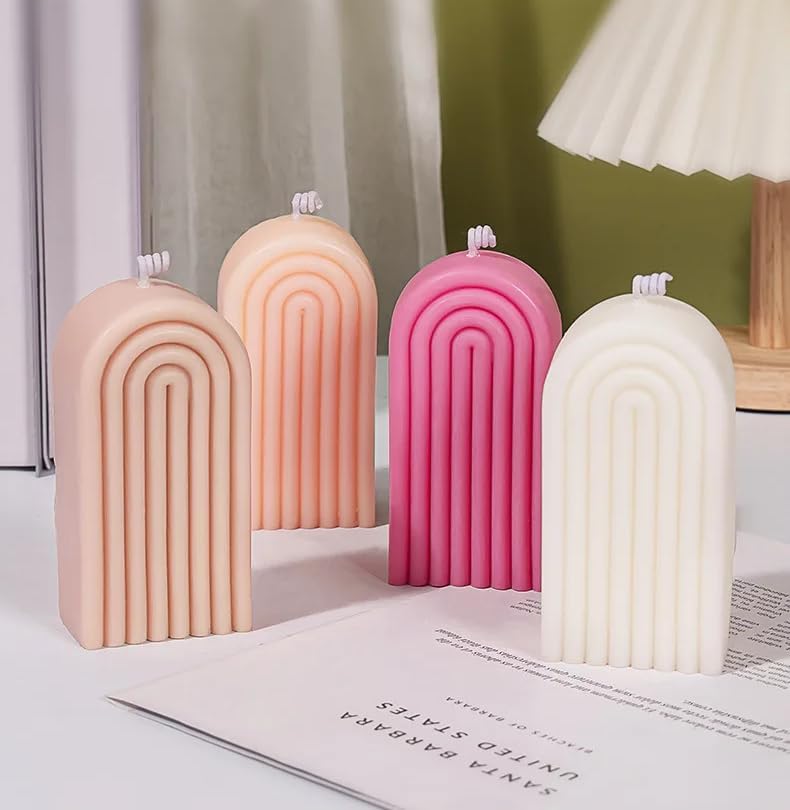 Candle Molds - Silicone Mold for Candles Making, DIY 3D Moulds for Soy Wax, Beeswax, Scented Candle, Valentine's Day Gifts (Wave Geometric Pillar) - Image 2