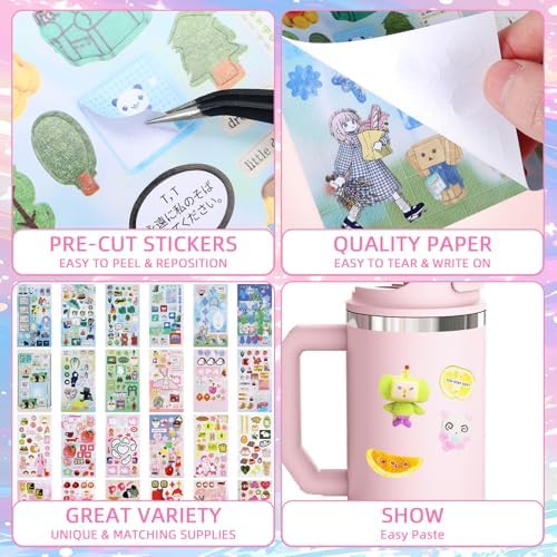 800Pcs Japanese Sticker Book for Journaling Adult, Cute Scrapbook Stickers - Image 2