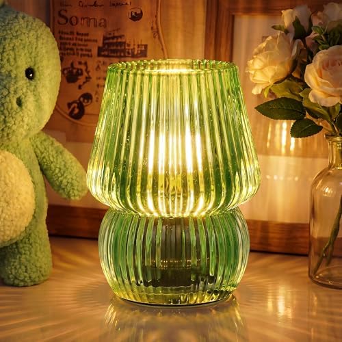 Small Battery Operated Lamp with Timer, Mushroom, Green by SisiHokai