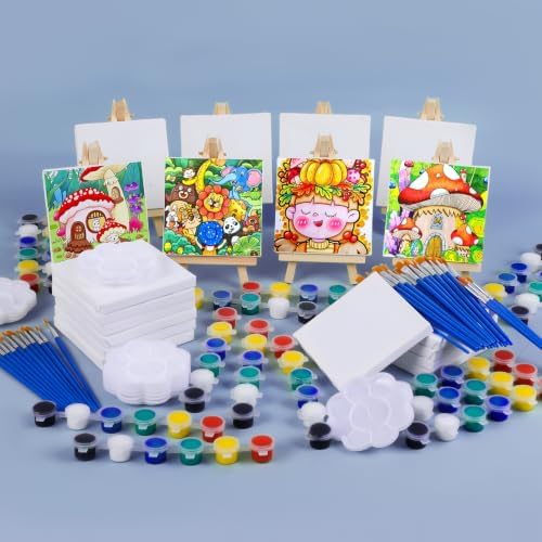 ESRICH 40 Set Mini Canvas Painting Kit, 4x4in Mini Paint Set - Image 6
