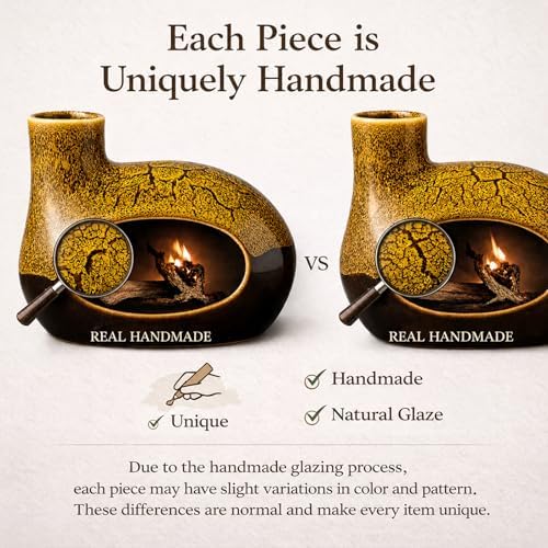 Handcrafted Ceramic Palo Santo Holder – Artistic Incense Burner for Meditation, Mindfulness and Zen Home Decor – Wabi-Sabi Style Cone Sculpture, Gift for Yoga, Relaxation & Aromatherapy (Yellow) - Image 6