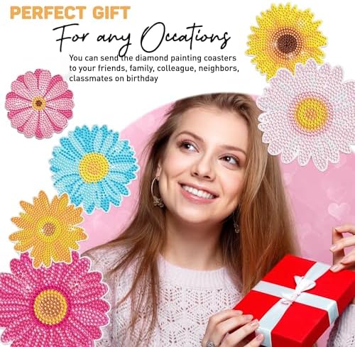 8 Pcs Flowers Shaped Diamond Painting Kits, Diamond Painting Kits with Holder Flowers, Diamond Art Coasters for Beginners Adults - Perfect Art Craft Supplies Gift!… (Flowers) - Image 5