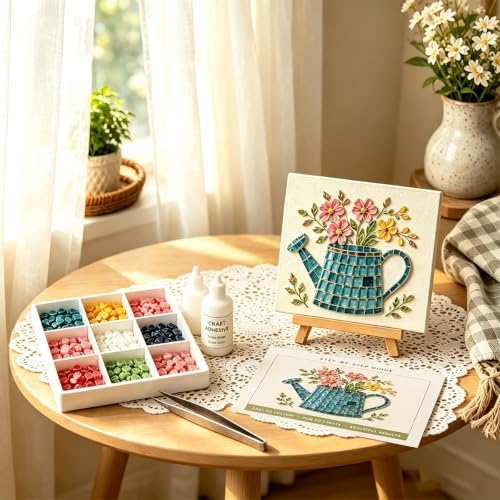 Garden Flowerpot Mosaic Art Kit Floral,Mosaic Art Kits for Adults (Style H) - Image 5