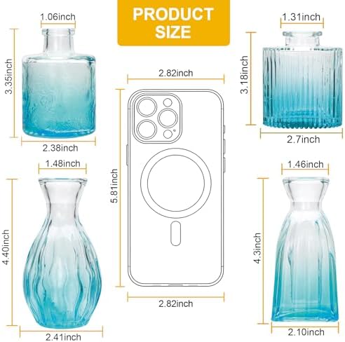Glass Bud Vases Set of 4, Small Blue Flower Vases for Wedding Centerpieces - Image 2