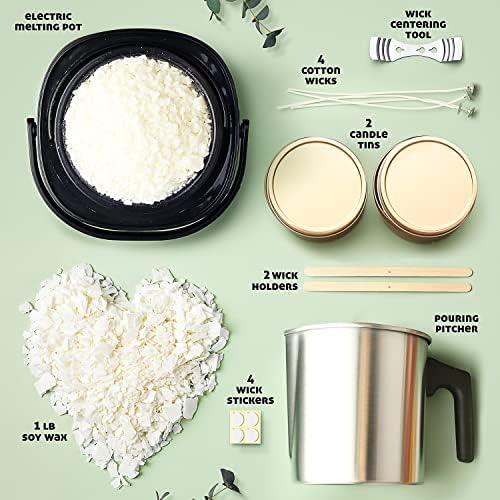 CraftBud Soy Candle Making Kit, Candle Making Supplies Kit for Adults & Kids, 1Lb Soy Wax for Candle Making, 16 PC DIY Candle Making Kit for Adults Includes Electric Wax Melter, Candle Wicks & More - Image 2
