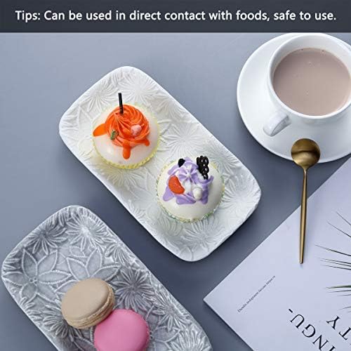Emibele Ceramic Jewelry Tray, Bathroom Kitchen Vanity Decorative Trinket Tray Ring Dish for Earrings Rings Watch Keys, Ceramic Dessert Plate, White - Image 4