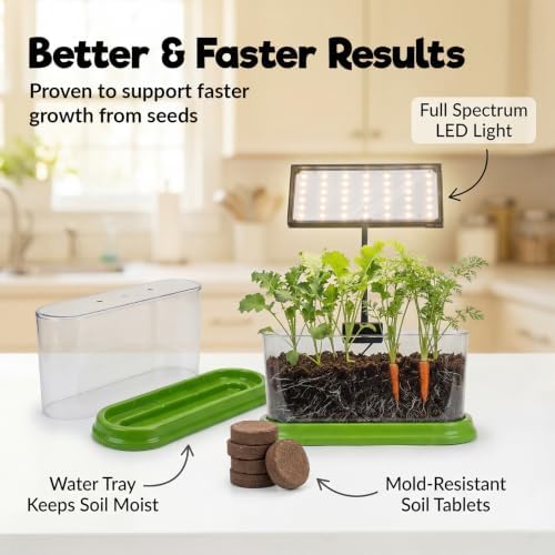 Kids Gardening Kit with LED Grow Light & Root Viewer - Kids Plant Growing Kit - Indoor Mini Garden Set - Vegetable & Herb Garden - Nature Craft for Kids - STEM Science Experiment - Grow Your Own Plant - Image 4