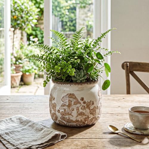 Vintage Planter for Indoor Plants, Ceramic Pot with Drainage Hole - Image 5
