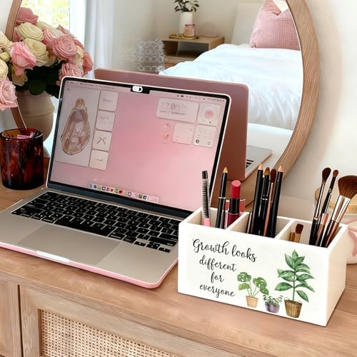 Mental Health Inspirational Pen Holder, Motivational Pencil Holder, Growth Looks Different for Everyone Wooden Box Sign Decorations for Therapy Counselor Office Classroom Desk Tabletop - Image 5