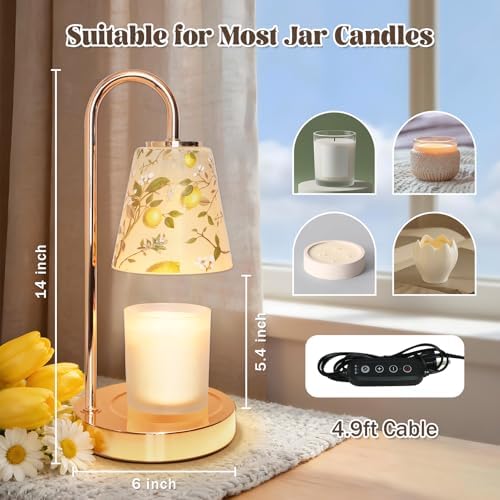Lemon Candle Warmer Lamp with Timer Dimmable Vintage Decorative Bedside Table Lamp Valentines Day Birthday Gifts for Women Mom House Warming New Home Decor Wax Melts Candle Warmer for Jar Candles - Image 6