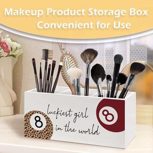 Funky Lucky 8 Ball Pen Pencil Holder, Cheetah Print Gifts for Women, Leopard Desk Accessories, Trendy Red Leopard Print Ball Wooden Pen Pencil Organizer for Girly Bedroom Dorm Desk Decor - Image 3