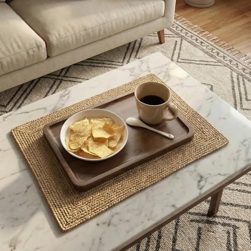 Solid Walnut Small Serving Tray - 11.81" x 7.8" x 0.79" One Piece Walnut Tray 1/4‘’ deep for Coffee Table, Breakfast,Bathroom Vanity, Perfume Display,Home Decor, Natural Finish, No Glue Joints - Image 6