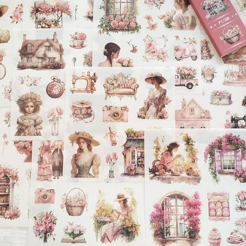 50 Sheets Washi Journaling Sticker Books for Journaling Supplies, Aesthetic Stickers for Scrapbooking, Junk Journal Supplies, Planner, Notebook(Dreaming Realm) - Image 5
