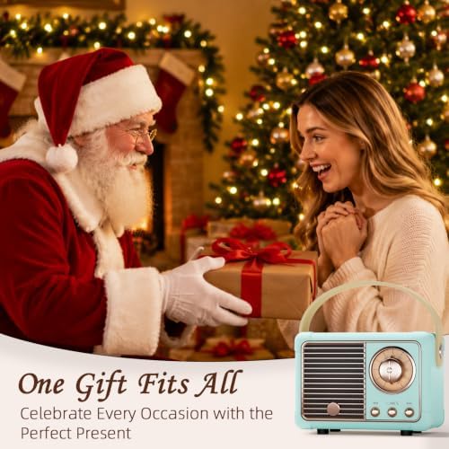 Retro Bluetooth Speaker Portable Mini Wireless Speaker Vintage Decor Blue - Image 6