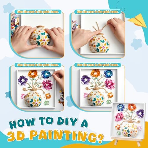 Fuyoooo DIY Vase Mosaic Painting Kit, 7.87 x 7.87 x 0.79 Inches DIY Arts and Craft Kits with Vase Flower Mosaic Painting Accessories, Handmade Sticker Gem Art Kit Gift Christmas Room Decor - Image 5