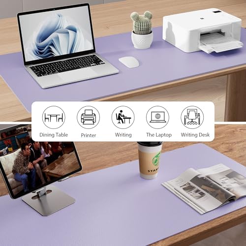 Aothia Leather Desk Pad Protector, Large Mouse Pad, Office Desk Mat, Non-Slip PU Leather Desk Blotter, Laptop Desk Pad, Waterproof Desk Writing Pad for Office and Home (23.6" x 13.7", Lavender) - Image 5