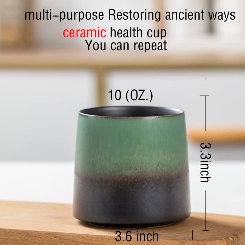 Big handmade Ceramic Coffee Mugs for Men/Women,10oz Tea Cup for Office and Home,Microwave and Dishwasher safe,Gift for Parents,Family and Friends(Green) - Image 2
