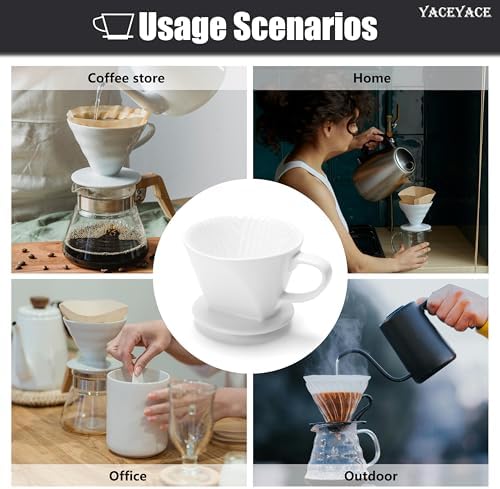 Ceramic Coffee Dripper, White Ceramic Pour Over with Single Hole - Image 7