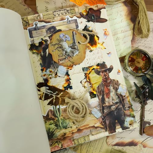 Snycler Sticker Book - 20 Sheets Vintage PET Stickers for Scrapbooking, Junk Journaling, Ephemera, and Decorative Crafts-Western Legend - Image 5