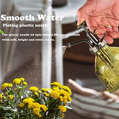 Plant Mister Glass Spray Bottle Small Plant Watering Can 6.4" Tall Retro Indoor Watering Can Bronze Plastic Top Pump for Garden Indoor Plant Sprayer - Image 5