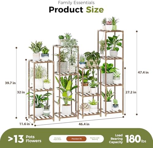 Bamworld Plant Stands Indoor 4 Sets Plant Shelves Outdoor - Image 5