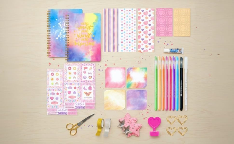 LUMINFLY 13 Pcs DIY Journaling Kit, Includes Notebooks, Stickers, Journaling Tapes and Pens, with Decorative Accessories, Creative Journal Set for Teens and Adults - Image 5