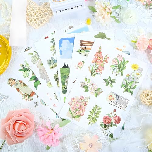 Snycler Sticker Book - 20 Sheets Vintage PET Stickers for Scrapbooking, Junk Journaling, Ephemera, and Decorative Crafts-Plant Delights - Image 4