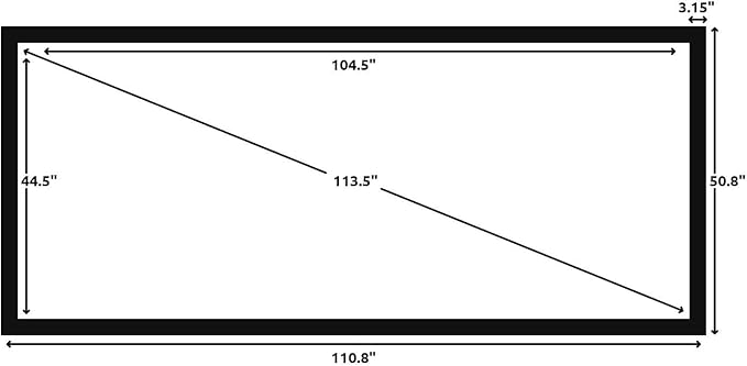 Silver Ticket Products STR Series 6 Piece Home Theater Fixed Frame 4K / 8K Ultra HD, HDTV, HDR & Active 3D Movie Projection Screen, 2.35:1 Format, 115" Diagonal, Woven Acoustic Material STR-235115-WAB