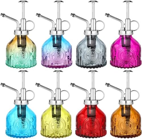 Zopeal 8 Pcs Glass Plant Mister Spray Bottle 200ml Vintage Plant Spritzer Multicolor Succulent Watering Bottle Watering Can 6.4'' with Plastic Top Pumps for Indoor Outdoor Garden Plants (Silver) by Zopeal