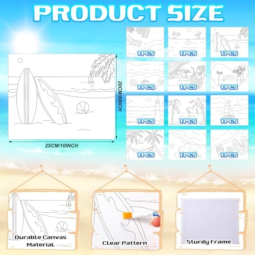 Motipuns 12 Set Beach Pre Drawn Canvas for Paint for Adults - Image 2