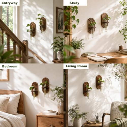 Artilady Plant Propagation Station Wall Hanging, Thick Wood Terrarium Tube - Image 3