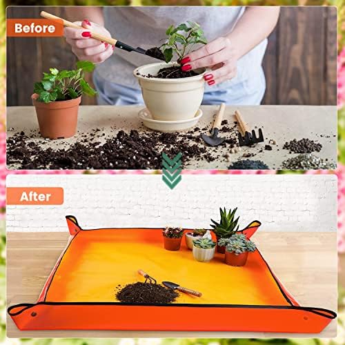 Extra Large Repotting Mat for Indoor Plants Transplanting and Potting Mix Mess Control, 39.5" X 39.5" Portable Gardening Tray Plant Planting Potting Mat Garden Gifts for Women Grandma Birthday Gift - Image 2
