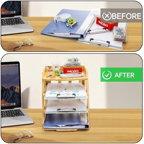 ZAVOOS 4 Tier Wood Paper Organizer for Desk - Image 4