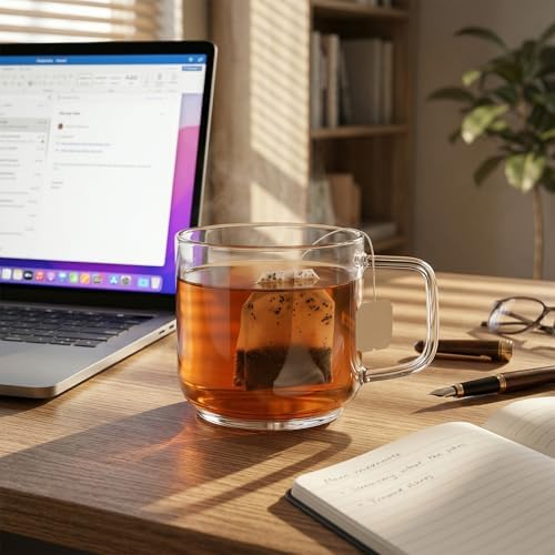 Aquach 18oz Glass Coffee Mugs Set of 2, Large Clear Borosilicate Cups - Image 3