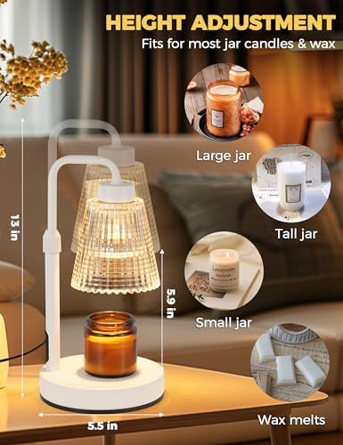 White Candle Warmer Lamp with 24h Cycle Timer, Dimmable Wax Melt Warmer - Image 5