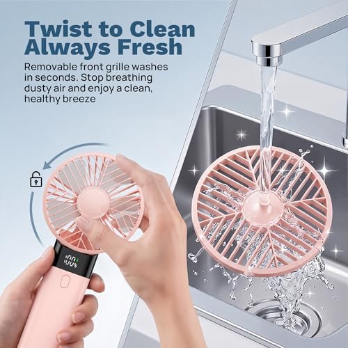 AJVV Handheld Fan Rechargeable, Portable Mini Fan, Up to 10H Runtime, 180° Foldable Personal Fan, USB Travel Fan with 3000mAh Battery for Pocket, Office, Bedroom, Camping - Image 6