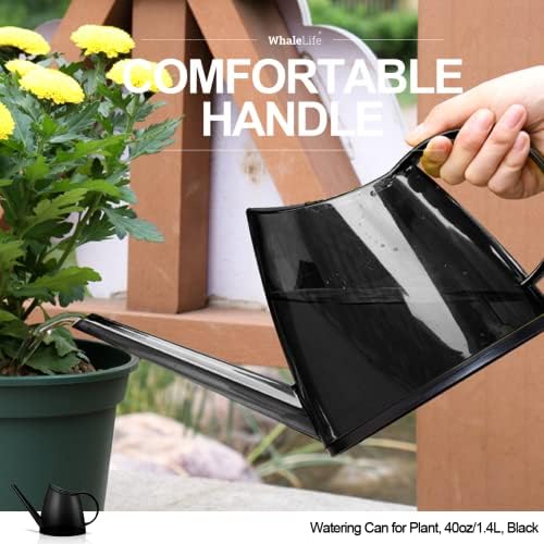 Small Indoor Plant Watering Can Long Spout 1.4L Black - Image 5