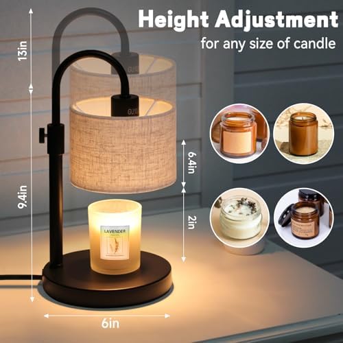 FINCMY Candle Warmer Lamp with Timer, Adjustable Height Candle Wax Warmer Candle Lamp Warmer for Jar Candles, Home Decor House Warming Gifts Compatible with Various Candles (Linen) - Image 4