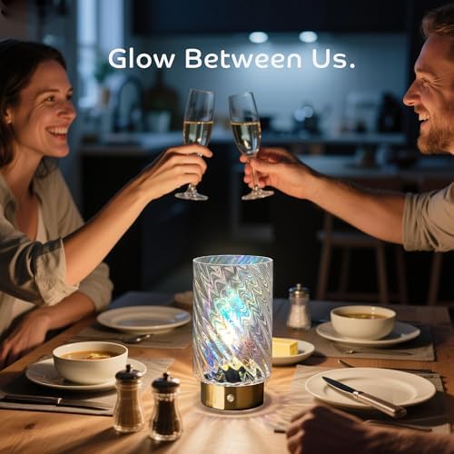 LUSHARBOR Battery Operated Table Lamp with Timer, Stepless Dimming Bedside Lamp Battery Powered Cordless Lamp for Home Decor Entryway/Living Room/Coffee Table/Shelf Transparent - Image 2
