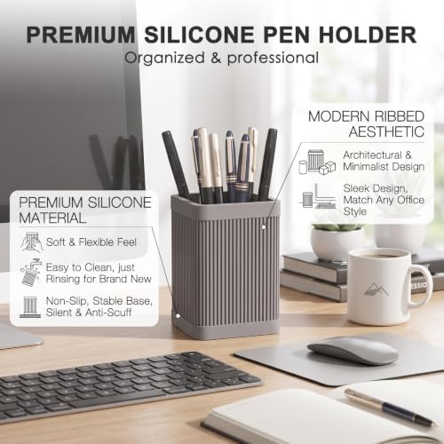 HighHerz Aesthetic Silicone Pen Holder for Desk, Office Desk Accessories - Image 2