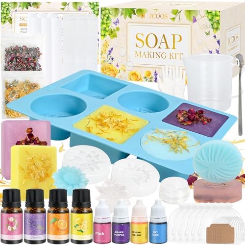 Jcoos DIY Soap Making Kit, Soap Making Kit for Adults Girls, Make Your Own Soap Making Supplies, Shea Butter Glycerin Base, Mold, Dried Flowers, Dye, DIY Scents Crafts, Valentine's Day Gifts by PartyCarnivalBeautyGlamor