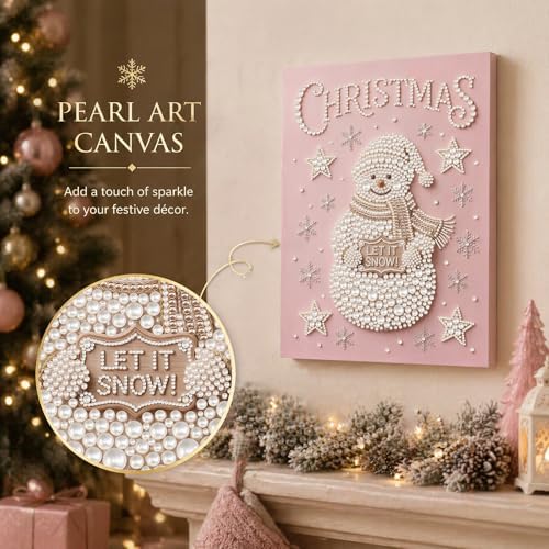 DIY Pearl Painting with Frame Christmas Creative Design Handmade Healing Home Wall Decoration Tools Included-Snowman - Image 2